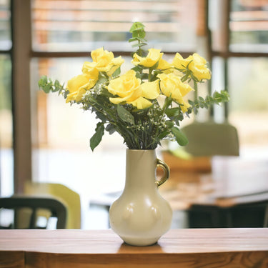 Yellow Rose Harmony, Limonium, Eucalyptus, Ceramic Vase